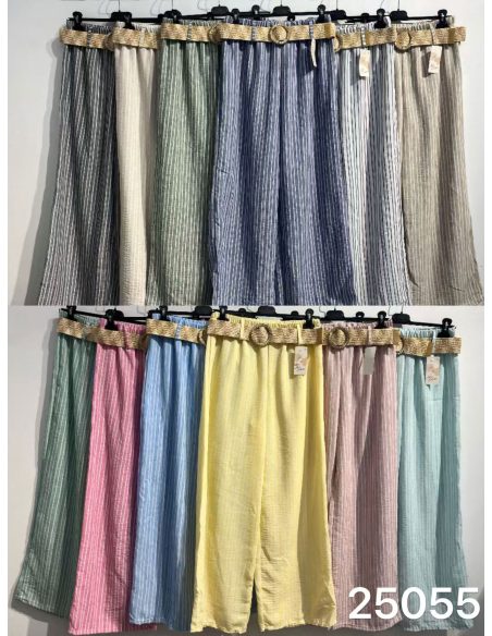 Pantalón palazzo de rayas con cinturón