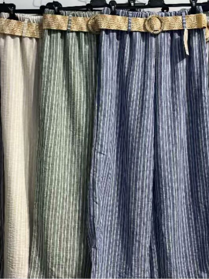 Pantalón palazzo de rayas con cinturón