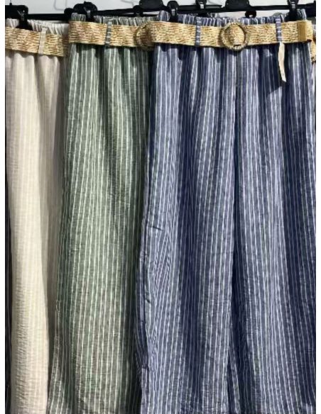 Pantalón palazzo de rayas con cinturón