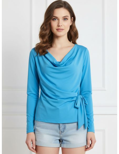 Blusa nudos cuello drapeado