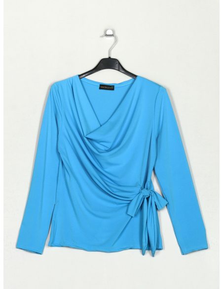 Blusa nudos cuello drapeado