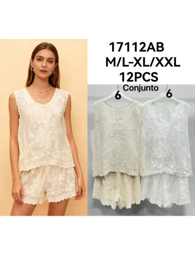 Embroidered top and shorts set 2