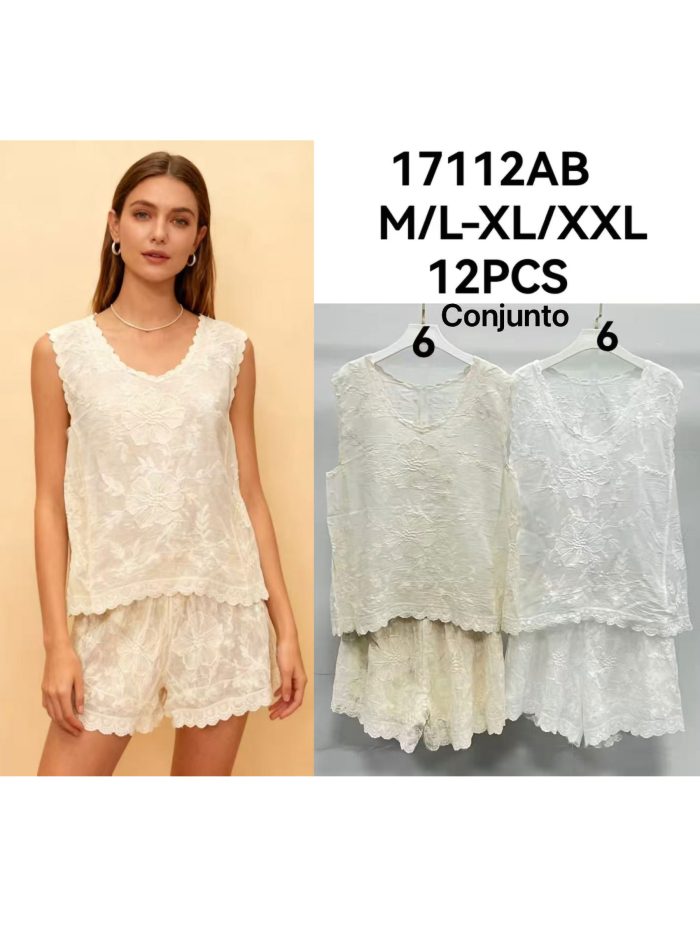 Embroidered top and shorts set