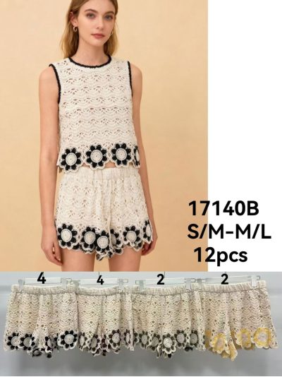Short de crochet con flores en contraste 2