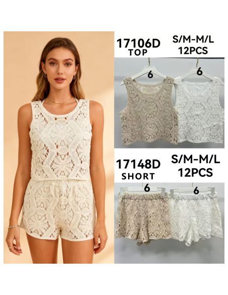 Shorts mit Lochmuster-Häkelarbeit