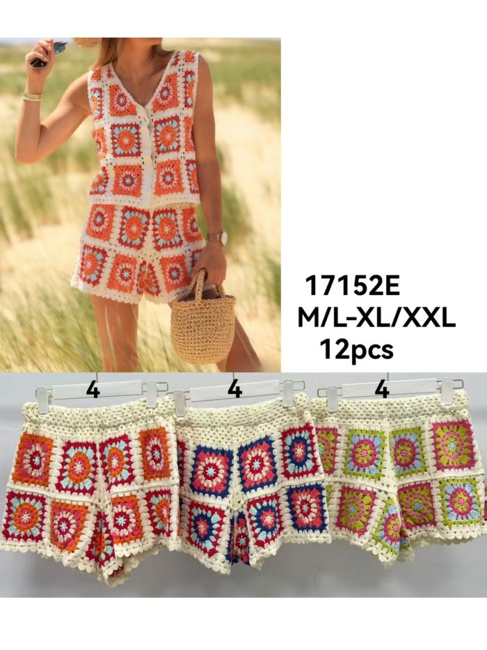 Mehrfarbige Oma-Häkelshorts