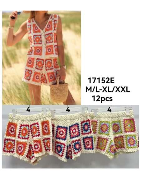 Mehrfarbige Oma-Häkelshorts