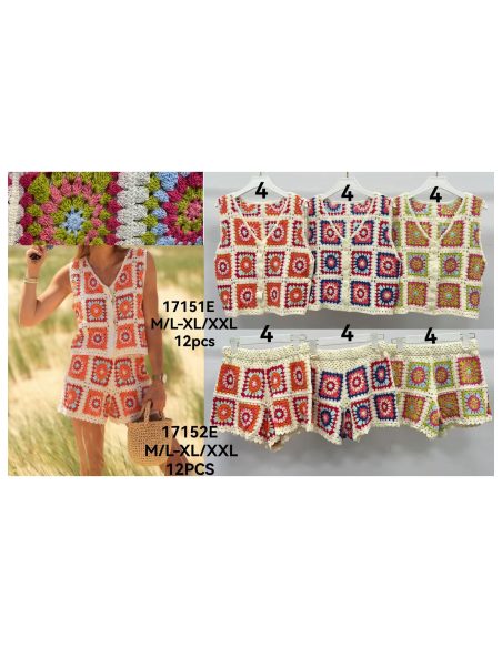 Mehrfarbige Oma-Häkelshorts