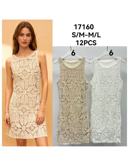 Vestido corto de crochet calado