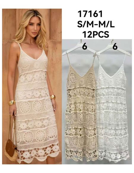 Vestido midi de crochet con tirantes