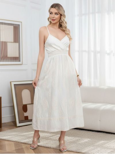 Vestido largo boho bordado con tirantes