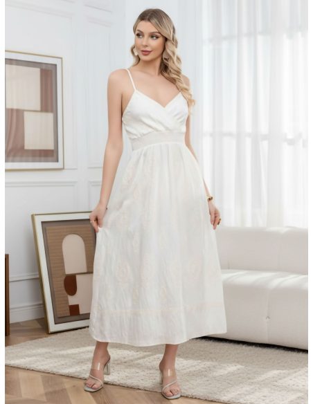 Vestido largo boho bordado con tirantes