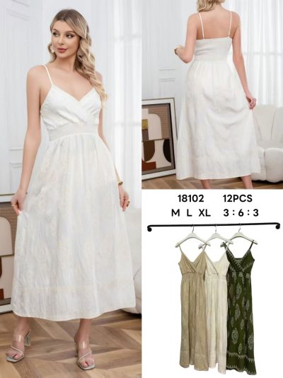 Vestido largo boho bordado con tirantes 2