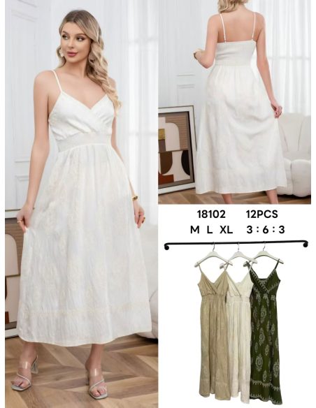 Vestido largo boho bordado con tirantes