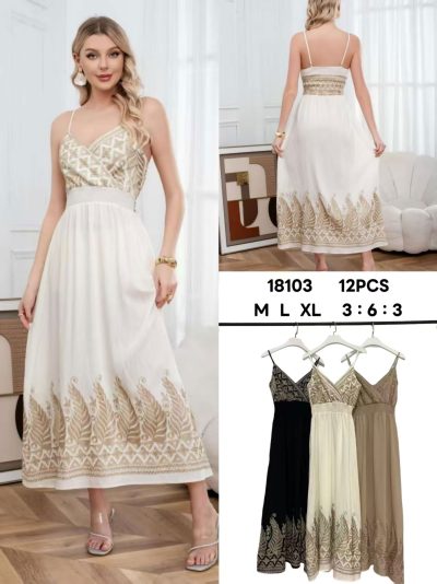 Vestido largo cruzado con bordado étnico 2