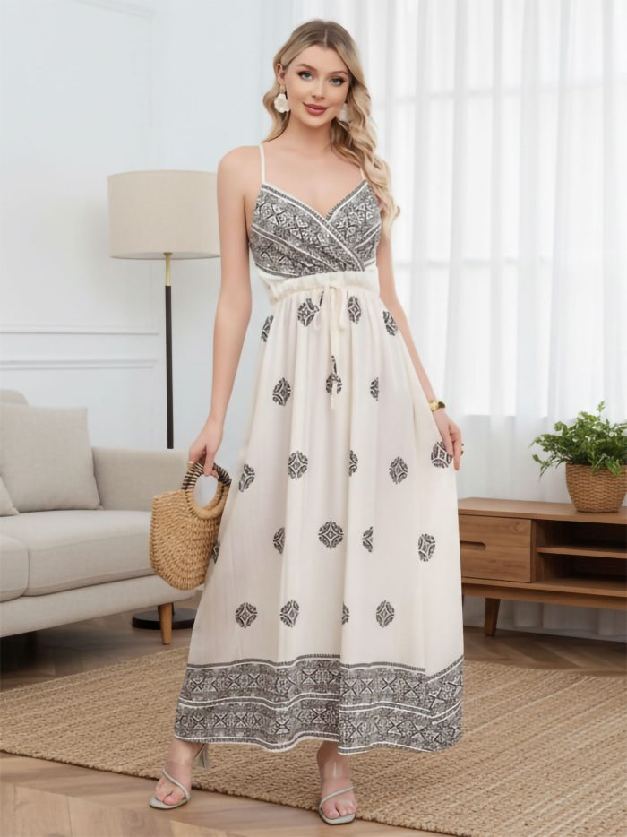 Vestido largo estampado boho con tirantes