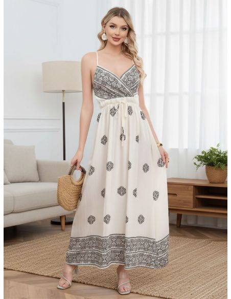 Vestido largo estampado boho con tirantes