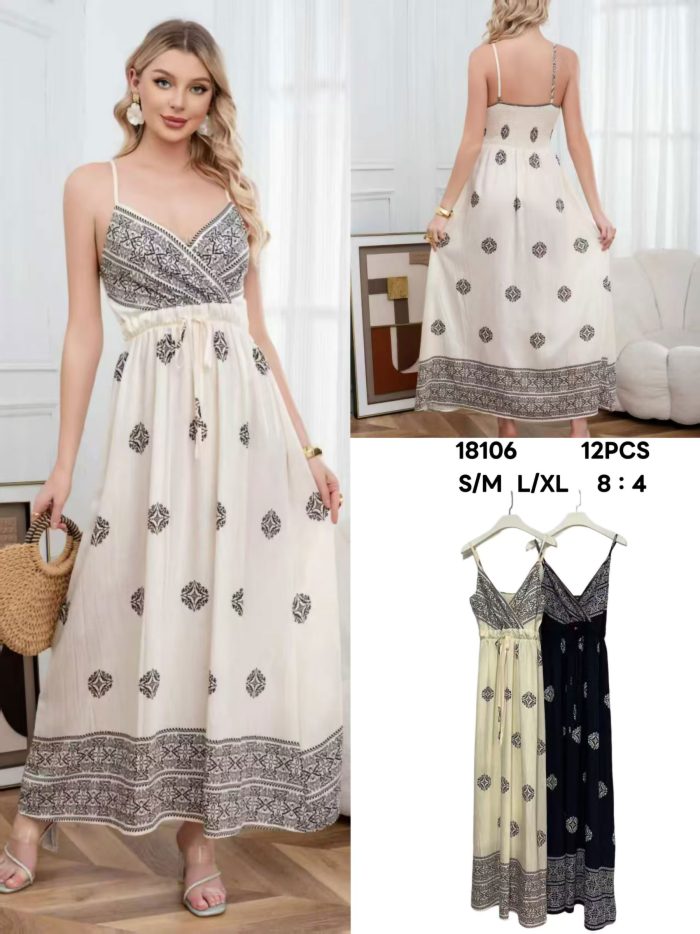 Vestido largo estampado boho con tirantes