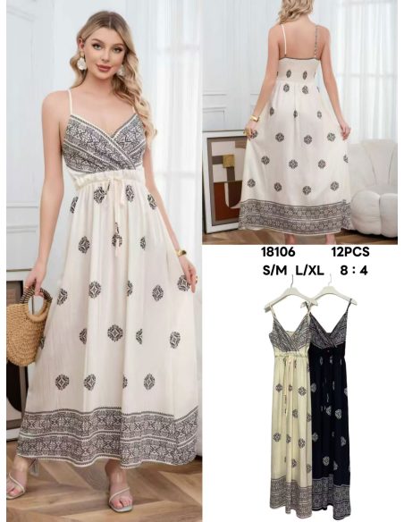 Vestido largo estampado boho con tirantes