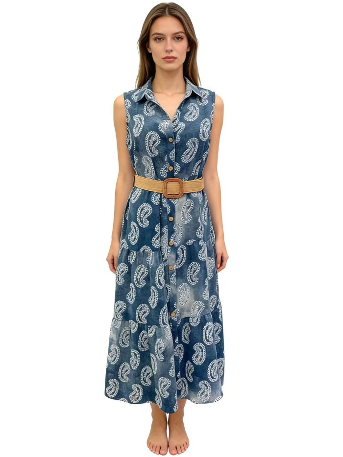 Vestido camisero midi estampado cachemir
