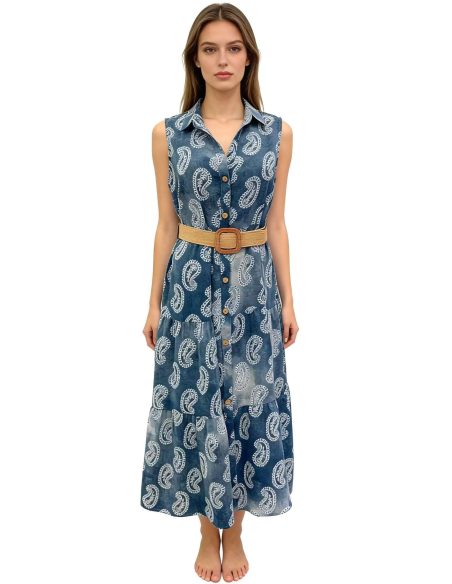Vestido camisero midi estampado cachemir