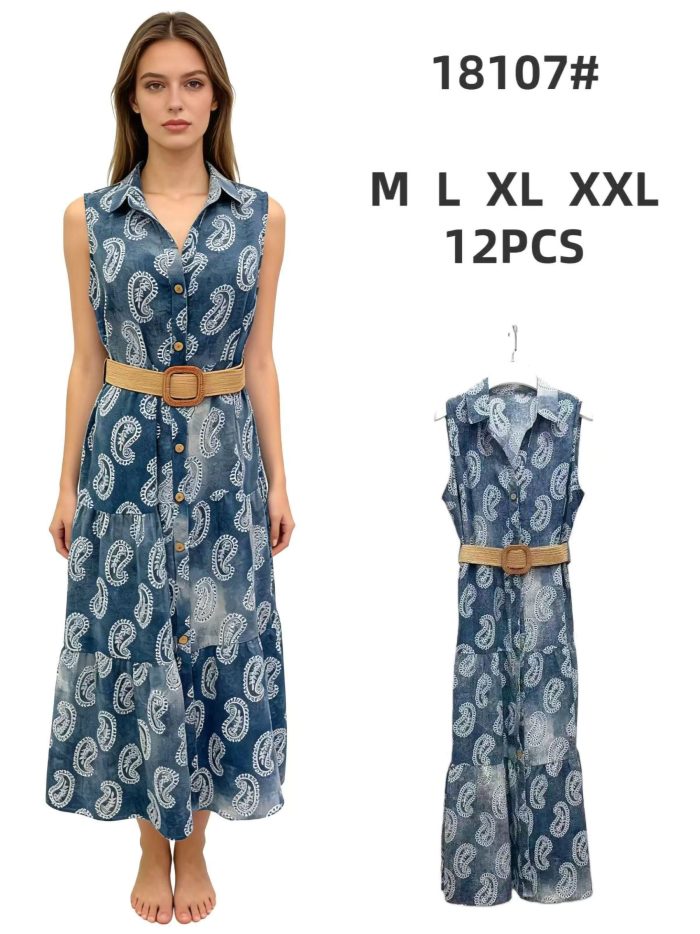 Vestido camisero midi estampado cachemir