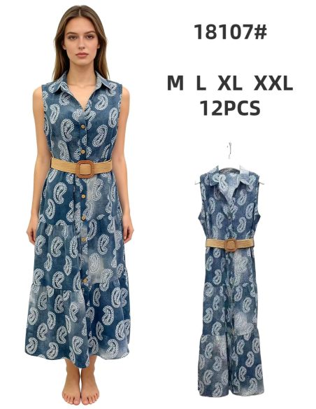 Vestido camisero midi estampado cachemir