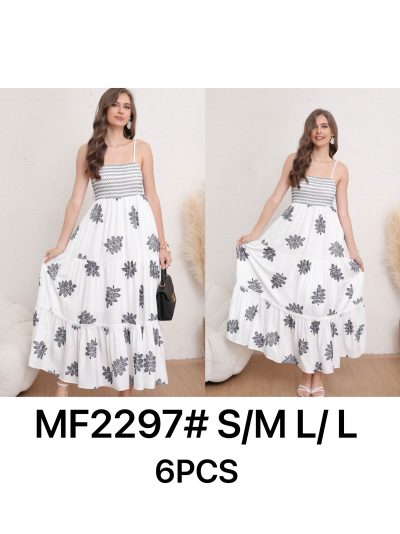 Vestido largo bordado con cuerpo fruncido 2