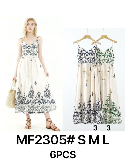 Vestido largo estampado con cordón 2