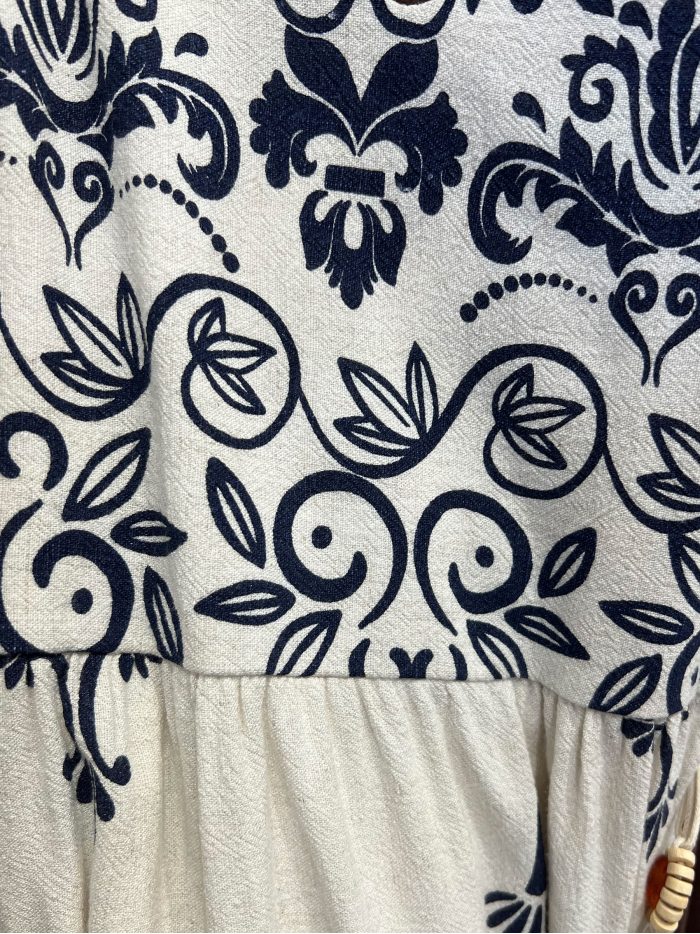 Vestido largo estampado con cordón