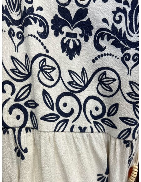 Vestido largo estampado con cordón