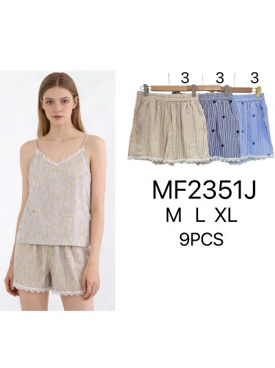 Heart embroidery striped shorts 2