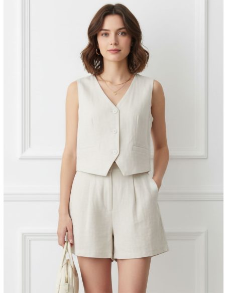 Conjunto de chaleco de lino y short 