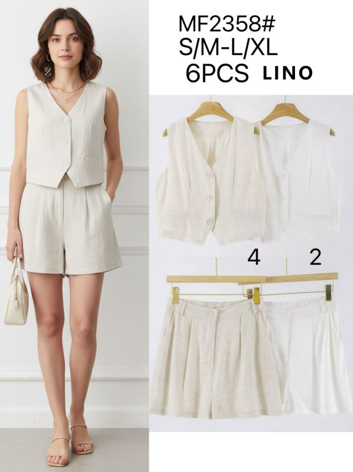 Conjunto de chaleco de lino y short 