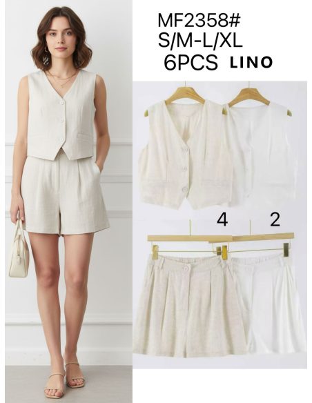 Conjunto de chaleco de lino y short 