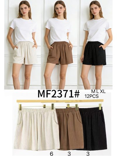 Short de rayas efecto lino con cintura elástica 2