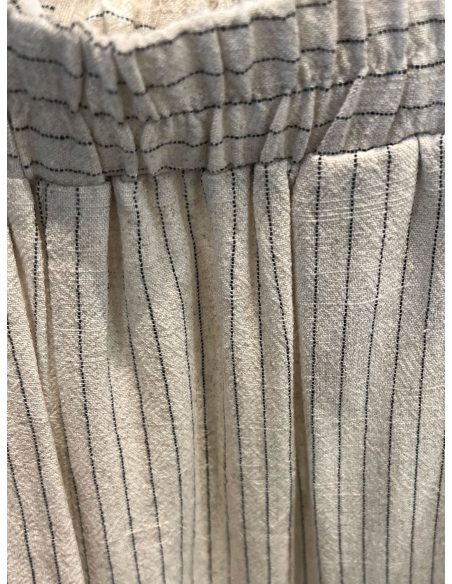 Shorts mit Leinenoptik und Streifenmuster sowie elastischem Bund