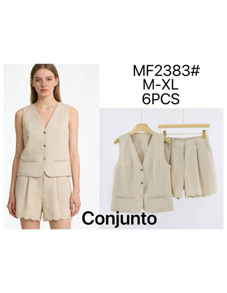 Conjunto de chaleco y short festoneado