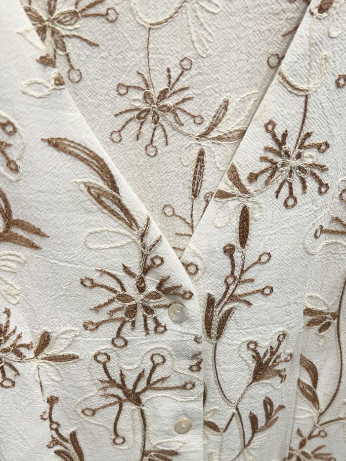 Embroidered floral midi dress with belt