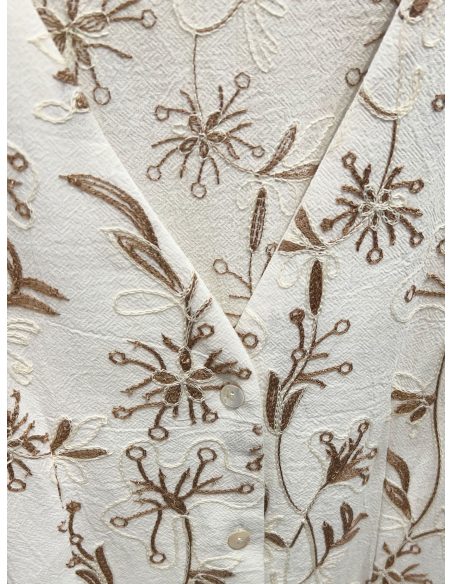 Embroidered floral midi dress with belt