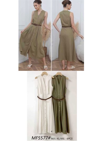 Vestido midi sin mangas con cinturón 2