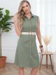 Robe-chemise courte avec ceinture ajourée