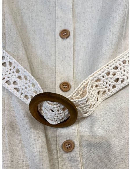 Robe-chemise courte avec ceinture ajourée