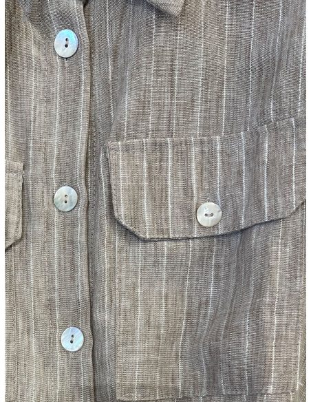 Vestido camisero midi de rayas con cinturón