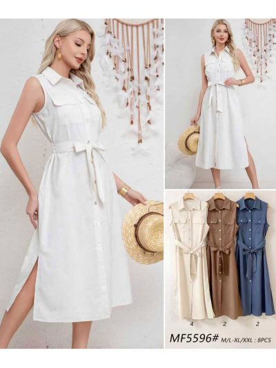 Vestido camisero midi con cinturón 2