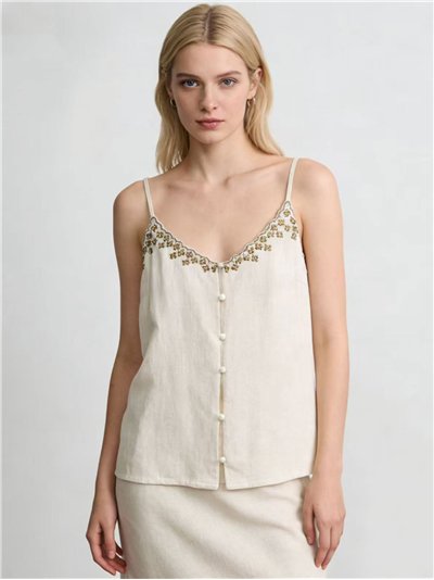 Top de tirantes bordado con botones