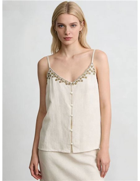 Regata bordada com botões