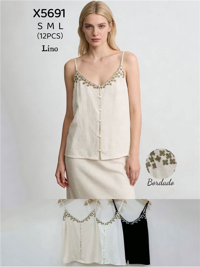 Regata bordada com botões