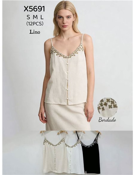 Regata bordada com botões