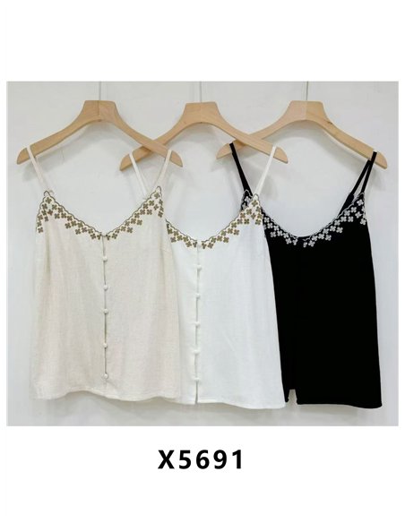 Regata bordada com botões